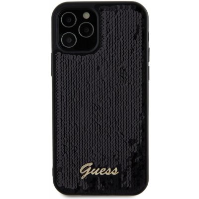 Pouzdro Guess Sequin Script Logo iPhone 12/12 Pro černé – Zboží Mobilmania