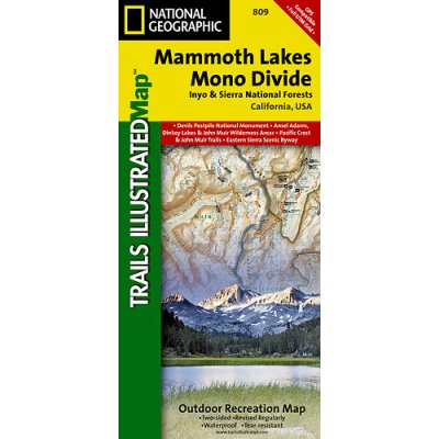 Mammoth Lakes Mono Divide národní park Kalifornie turistická mapa GPS komp. N – Sleviste.cz