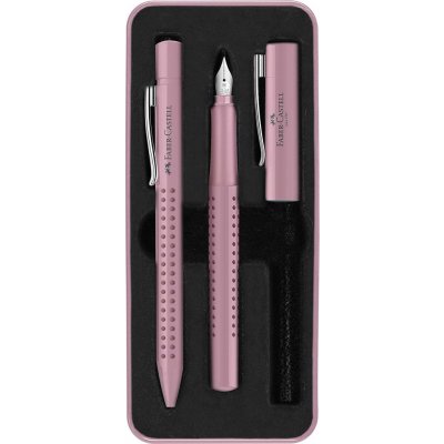 Faber Castell 201528 Grip dárková sada plnícího a kuličkového pera růžová 3 ks – Zboží Živě