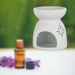 Home Decor Aroma lampa porcelánová 8 x 9 cm vločky bílá – Zboží Dáma