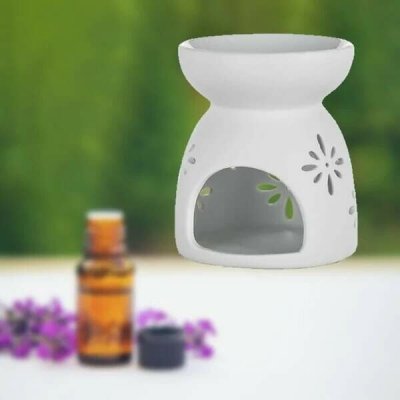 Home Decor Aroma lampa porcelánová 8 x 9 cm vločky bílá – Zboží Dáma