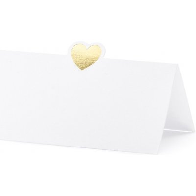 Jmenovky na stůl bílé se zlatým srdíčkem 10x5 cm, 10 ks – Zboží Dáma