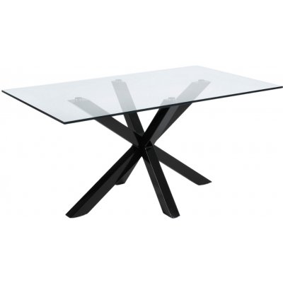 Kave Home Skleněný jídelní stůl Argo černá podnož 160 x 90 cm – Sleviste.cz