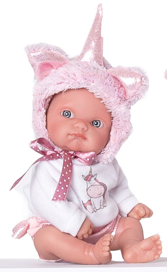 Antonio Juan 85105-3 Jednorožec růžový realistická miminko s celovinylovým tělem 21 cm