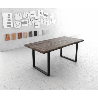 DELIFE Jídelní stůl Edge 180x90 XL akácie podnož platina černá – Zboží Mobilmania