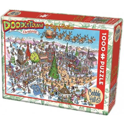 Cobble Hill Doodle Town: 12 dnů Vánoc 1000 dílků – Zboží Mobilmania