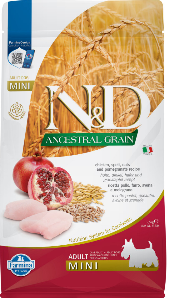 N&D Ancestral Grain Dog Adult Mini Chicken & Pomegranate 3 x 0,8 kg