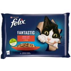 Felix Fantastic kuře a hovězí v želé 4 x 85 g