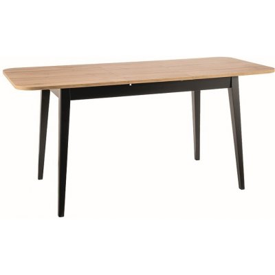 SIGNAL Jídelní stůl rozkládací - GUSTO, 120/160x68, dub votan/matná černá