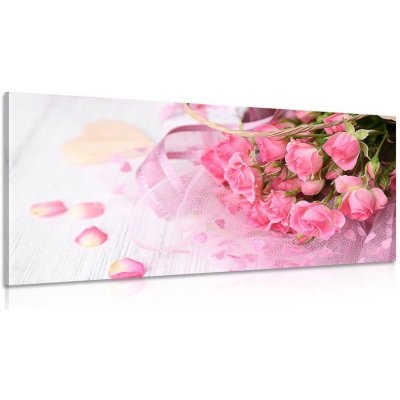 Obraz romantická růžová kytice růží - 100x50 cm – Hledejceny.cz