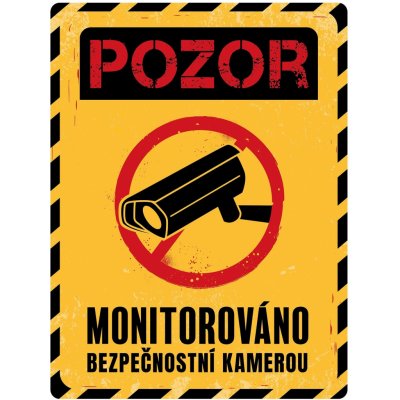 Postershop Plechová cedule: Pozor, Monitorováno - 30x40 cm – Zboží Mobilmania