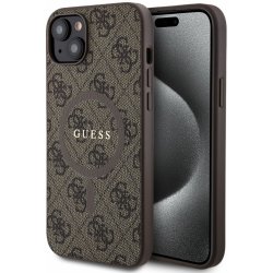 Guess PU Leather 4G Colored Ring MagSafe iPhone 15 Plus hnědé