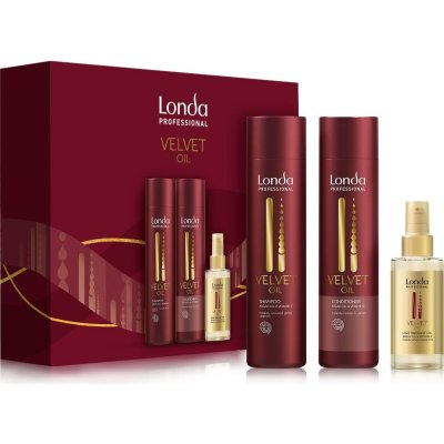 Londa Professional Velvet Oil vyživující olej na vlasy 100 ml + Velvet Oil šampon pro suché a normální vlasy 250 ml + Velvet Oil revitalizační kondicionér 250 ml dárková sada – Zbozi.Blesk.cz