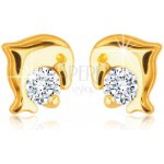 Šperky eshop diamantové ze žlutého zlata skákající delfín čirý briliant puzetky BT506.04 – Zboží Mobilmania