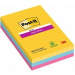 Samolepící bloček, linkovaný, 3x90 listů, 101x152 mm, 3M POSTIT "Super Sticky", "Carnival", mix barev, 270list – Hledejceny.cz