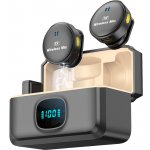 Techsuit - 2 balení Lavalier Wireless LW5 - s přijímačem, Lightning, redukcí šumu 2.0, digitálním displejem - černý – Zboží Živě