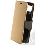 Pouzdro 1Mcz Fancy Book Huawei P40 Lite zlaté černé – Sleviste.cz