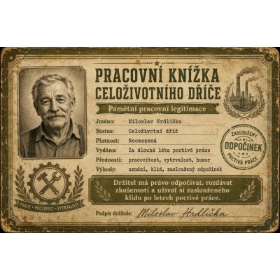 Bezvadary.cz | Retro pracovní knížka celoživotního dříče s vlastní fotografiíA4 30x21cm rp23 – Hledejceny.cz