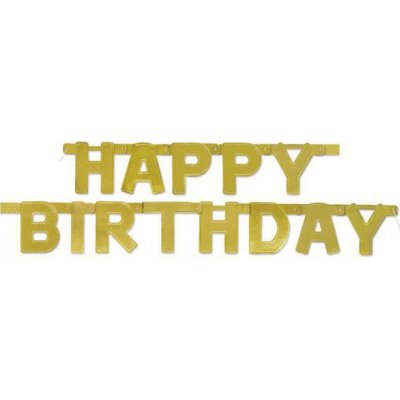 Girlanda Happy Birthday zlatá Deluxe 127x11cm – Zboží Dáma