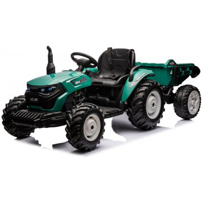 mamido Elektrický traktor s přívěsem pro děti HC-306 24V tmavě zelená – Zboží Mobilmania