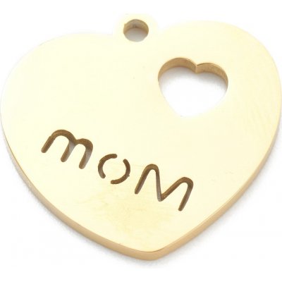 NUBIO Přívěsek z 304 ocele srdíčko, máma, zlatý, 19x20x1,5mm – Hledejceny.cz