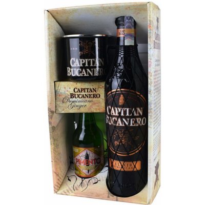 Bucanero Elixír 7y 34% 0,7 l (dárkové balení plecháček a limonáda) – Zboží Dáma