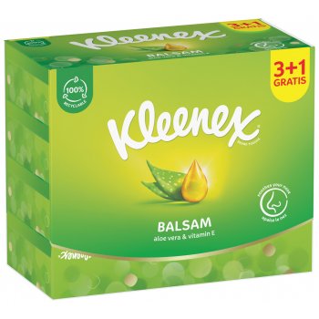 Kleenex Balsam papírové kapesníčky v krabičce 3-vrstvé 4 × 64 ks