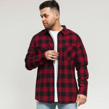 Urban Classics Checked Flanell shirt černá tmavě vínová