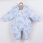 BABY SERVICE Zateplená kojenecká kombinéza s kapucí Sloni modrá – Zboží Mobilmania