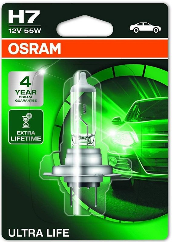 OSRAM Lampe Halogenlampe H7 ULTRA LIFE 12V 55W (1 Stück) PX26d