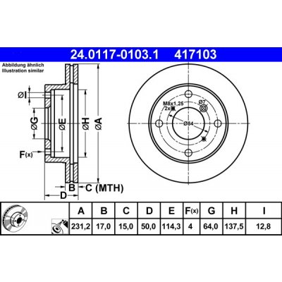 ATE Brzdový kotouč 24.0117-0103.1