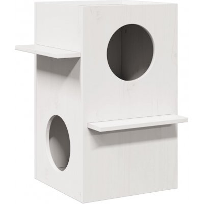 VidaXL Kočičí domeček masivní borové dřevo bílý 43 x 43 x 60 cm – Sleviste.cz