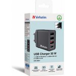 Verbatim Síťový adaptér 30W, 4 porty, 1x USB-C, 3x USB-A – Zboží Mobilmania