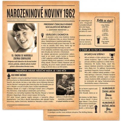 Narozeninové noviny 1962 - dvoustranné nebo jednostranné – Zboží Dáma