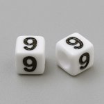 Akrylové korálky s čísly - bílé kostičky - 7 x 7 x 7 mm - 1 ks Čísla: 1 – Sleviste.cz