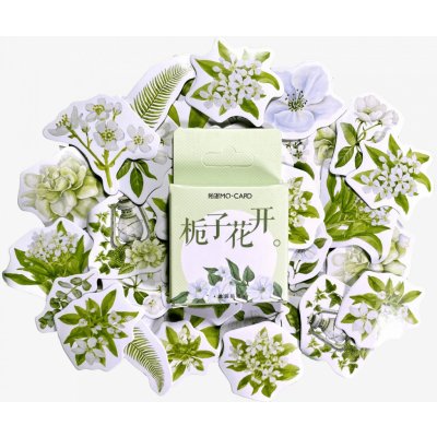 Sada 45 samolepek - Bílé květy – Zboží Živě