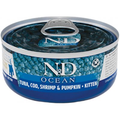 N&D Cat Ocean Kitten Tuna & Cod & Shrimp & Pumpkin 70 g – Sleviste.cz