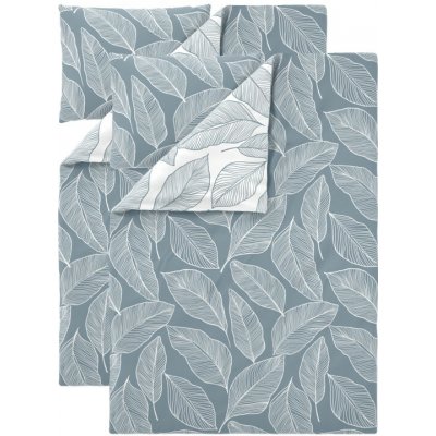LIVARNO povlečení z mikrovláknitého saténu listy/modrá 140x200 70x90 – Zboží Dáma
