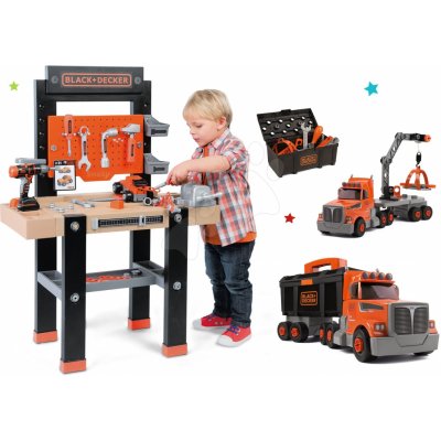 Smoby pracovní dílna s vrtačkou Black+Decker a kamion s pracovním kufříkem  a nářadím od 2 699 Kč - Heureka.cz