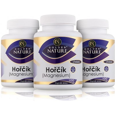 Golden Nature Magnesium Hořčík Chelate+Vitamin B6 2+1 300 kapslí – Hledejceny.cz