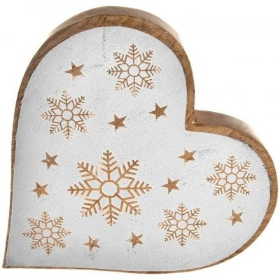 InDecor Vánoční srdce z mangového dřeva White 25 x 4 x 25 cm – Hledejceny.cz