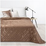Luiz6 přehoz na postel Sametový tmavě béžový se zlatým Béžová 170 x 210 cm – Zboží Dáma