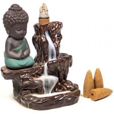 Ancient Wisdom Stojan na vonné kužely Tekoucí dým Malý Buddha – Zboží Mobilmania