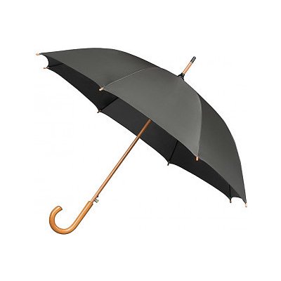 Automatic deštník s dřevěnou rukojetí šedý