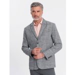 Ombre Men's REGULAR cut jacket with linen graphite šedá – Zboží Dáma