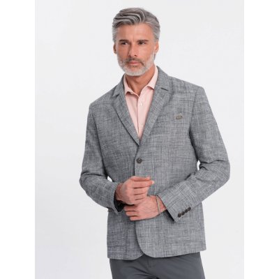 Ombre Men's REGULAR cut jacket with linen graphite šedá – Zboží Dáma