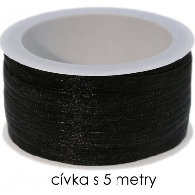 Černá stuha, ORGANZA, 6mm (5m) – Zboží Mobilmania