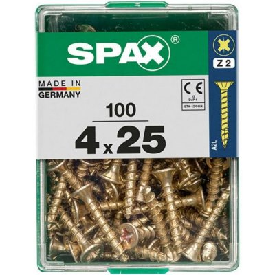 Spax Uni vrut zápust.hlava PZ/Z2 4CUT a plným závitem Yellox 4 x 25 mm 100 ks – Hledejceny.cz