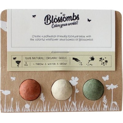 Blossombs Semínkové bomby - Drobný dáreček (3 ks) - Blossombs Sada semínek divokých květin Blossombs - 3 ks, přírodní barva – Zboží Dáma