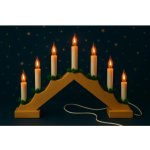 Vánoční dřevěný svícen ve tvaru pyramidy, přírodní barva, 7 svíček plamen – Zboží Dáma